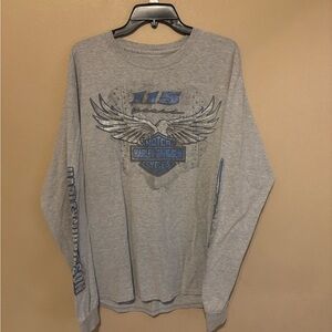 Harley-Davidson Gray and Blue Long Sleeve Tee